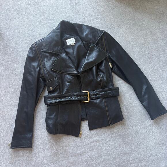 Anthropologie Jackets & Blazers - Vakko Genuine Black Leather Biker Jacket